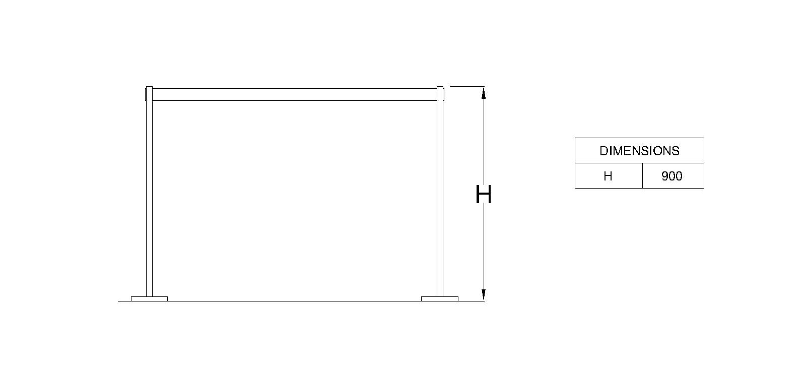 dimensions - height 900mm