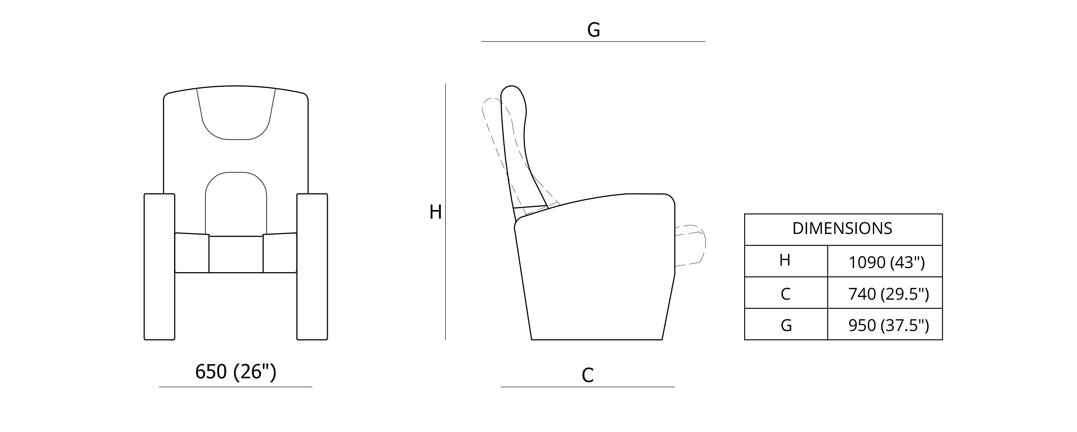 Lucca Glide Dimensions