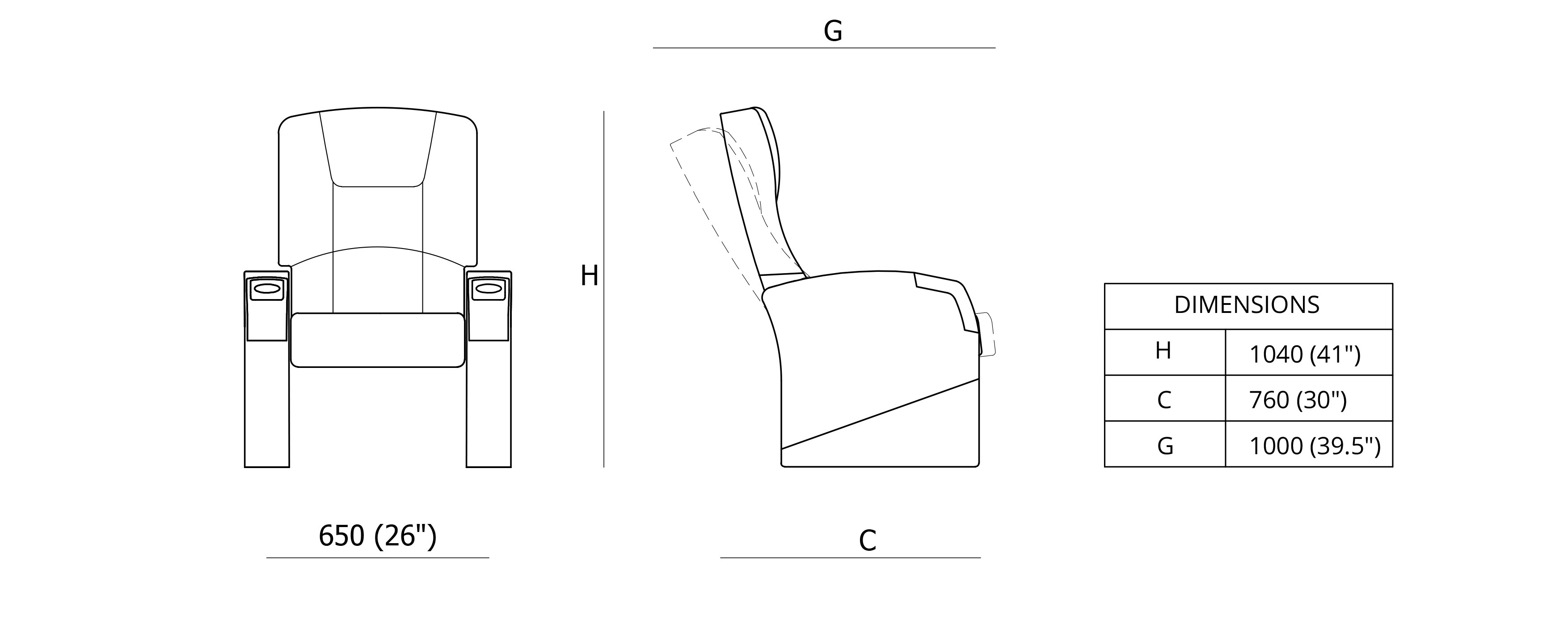 Milano Glide Dimensions
