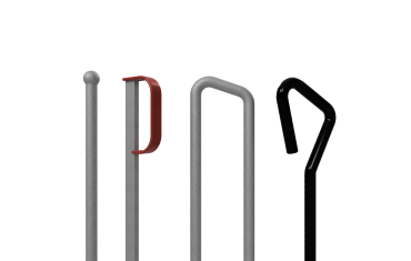 a collection of four different safety handrails of varying shapes.